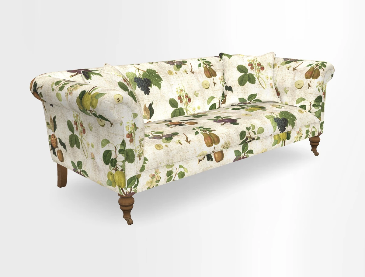 Masham 3 Seater Sofa in V&A Threads of India on Linen Paisley Splendour Steel