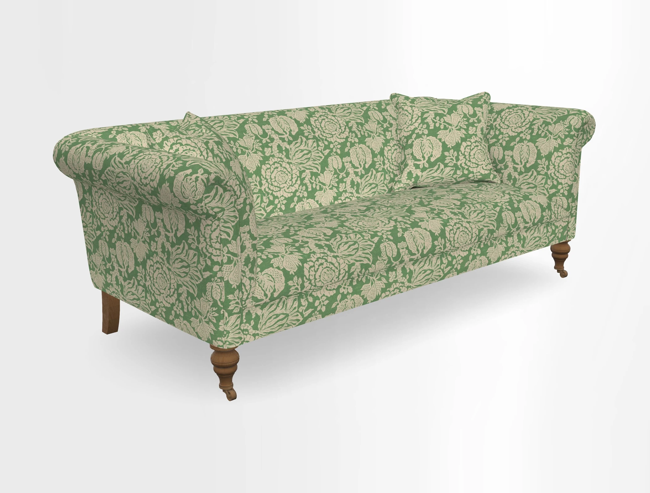 Masham 3 Seater Sofa in V&A Threads of India on Linen Paisley Splendour Steel
