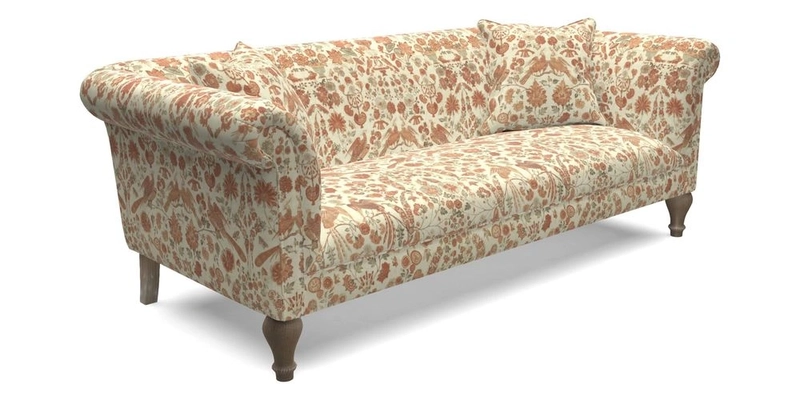 Masham 3 Seater Sofa in V&A Threads of India on Linen Paisley Splendour Steel