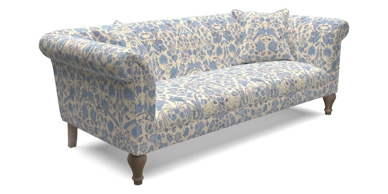 Masham 3 Seater Sofa in Floral Linen Carcassonne Laurel