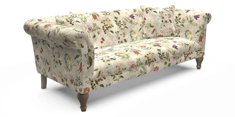 Masham 3 Seater Sofa in V&A Threads of India on Linen Paisley Splendour Steel