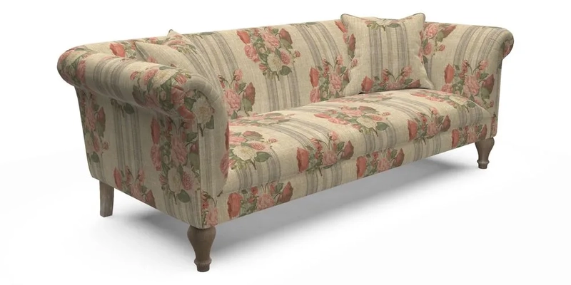Masham 3 Seater Sofa in V&A Threads of India on Linen Paisley Splendour Steel