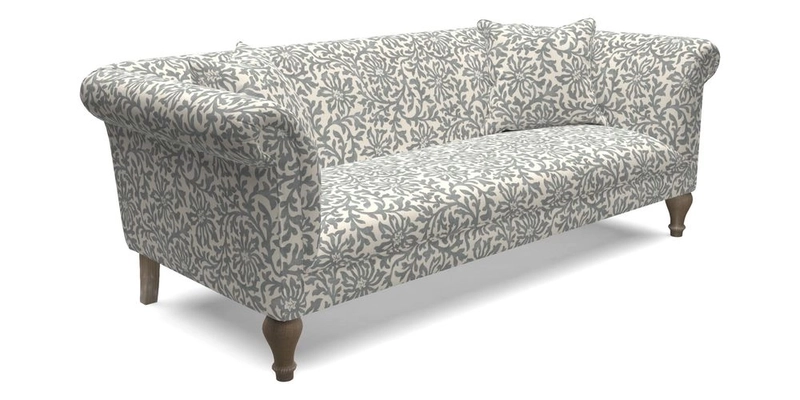 Masham 3 Seater Sofa in V&A Threads of India on Linen Paisley Splendour Steel