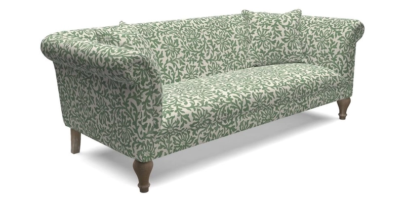 Masham 3 Seater Sofa in Floral Linen Carcassonne Laurel