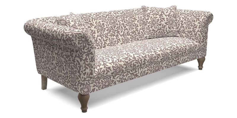 Masham 3 Seater Sofa in Floral Linen Carcassonne Laurel