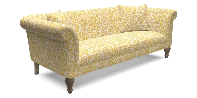 Masham 3 Seater Sofa in Floral Linen Carcassonne Laurel