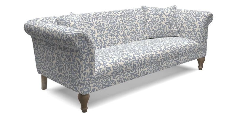 Masham 3 Seater Sofa in Floral Linen Carcassonne Laurel