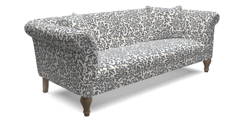 Masham 3 Seater Sofa in Floral Linen Carcassonne Laurel