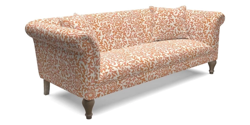 Masham 3 Seater Sofa in Floral Linen Carcassonne Laurel