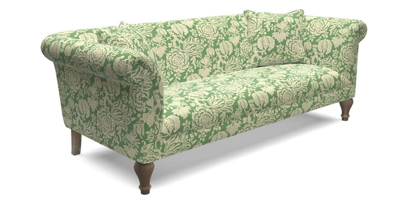 Masham 3 Seater Sofa in V&A Threads of India on Linen Paisley Splendour Steel