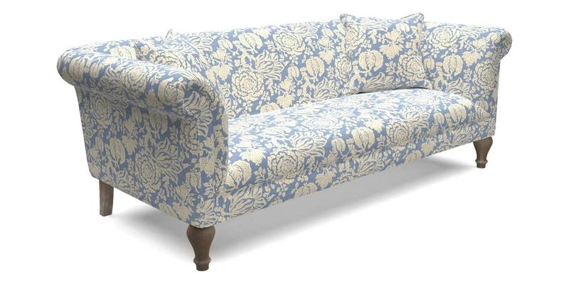 Masham 3 Seater Sofa in V&A Threads of India on Linen Paisley Splendour Steel