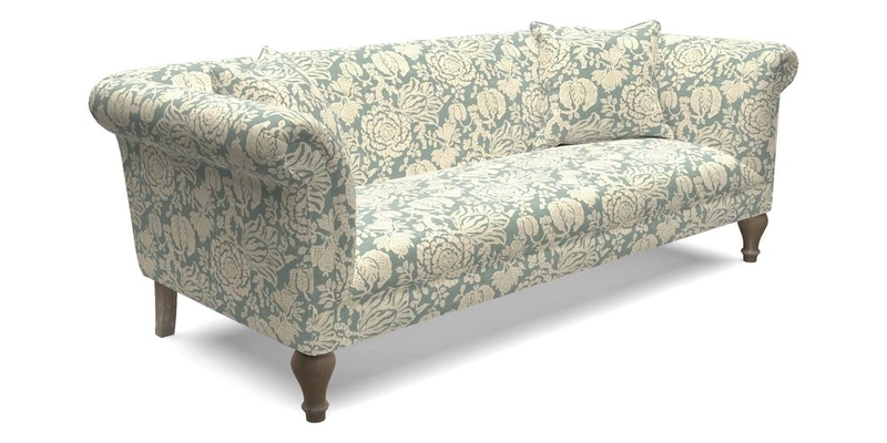 Masham 3 Seater Sofa in V&A Threads of India on Linen Paisley Splendour Steel