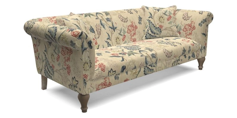 Masham 3 Seater Sofa in Floral Linen Carcassonne Laurel