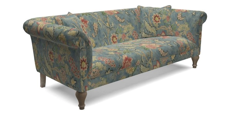 Masham 3 Seater Sofa in Floral Linen Carcassonne Laurel