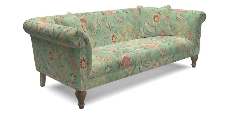 Masham 3 Seater Sofa in Floral Linen Carcassonne Laurel
