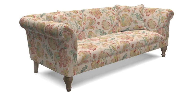 Masham 3 Seater Sofa in Floral Linen Carcassonne Laurel