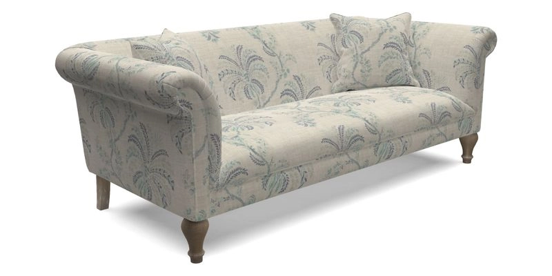 Masham 3 Seater Sofa in Floral Linen Carcassonne Laurel