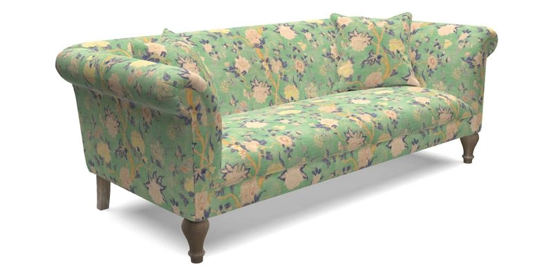 Masham 3 Seater Sofa in V&A Threads of India on Linen Paisley Splendour Steel