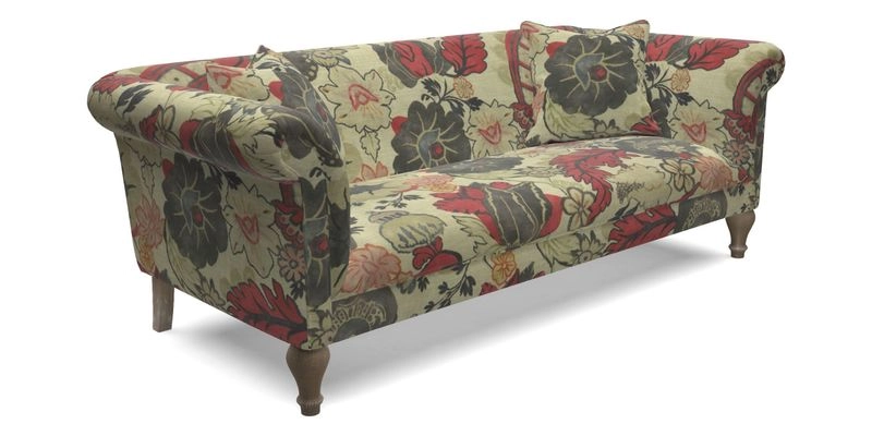 Masham 3 Seater Sofa in Floral Linen Carcassonne Laurel