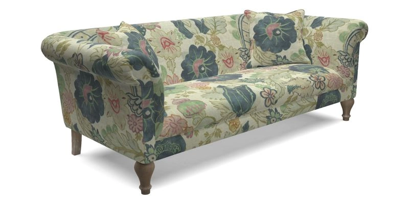 Masham 3 Seater Sofa in Floral Linen Carcassonne Laurel