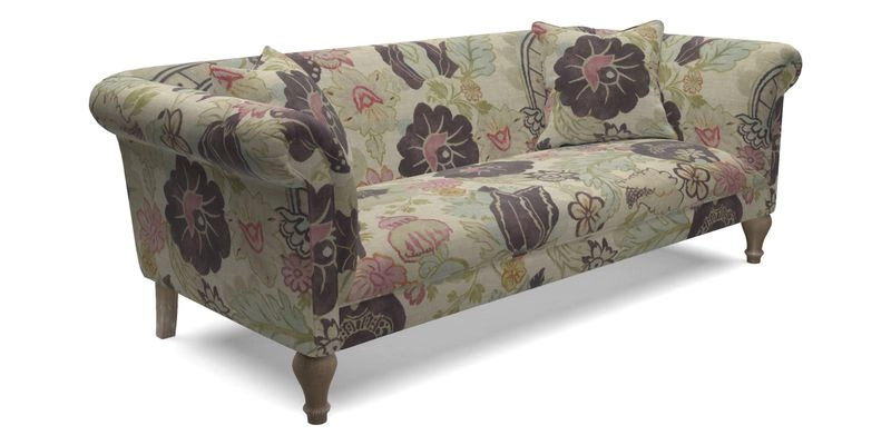 Masham 3 Seater Sofa in V&A Threads of India on Linen Paisley Splendour Steel