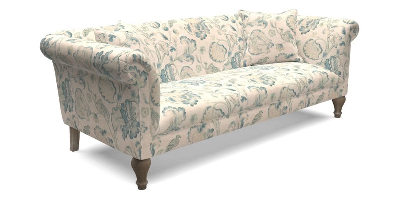 Masham 3 Seater Sofa in Floral Linen Carcassonne Laurel