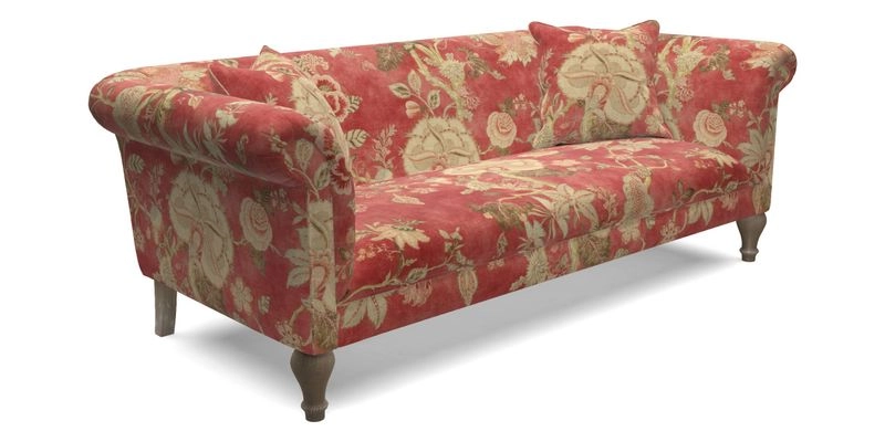 Masham 3 Seater Sofa in Floral Linen Carcassonne Laurel