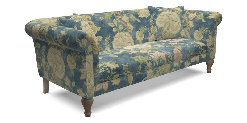 Masham 3 Seater Sofa in Floral Linen Carcassonne Laurel