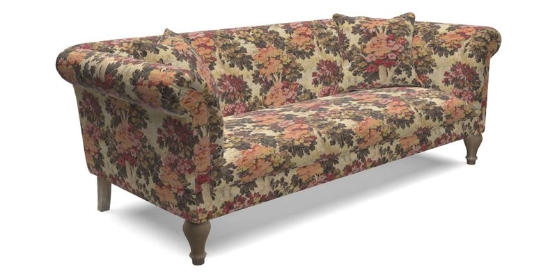 Masham 3 Seater Sofa in Floral Linen Carcassonne Laurel