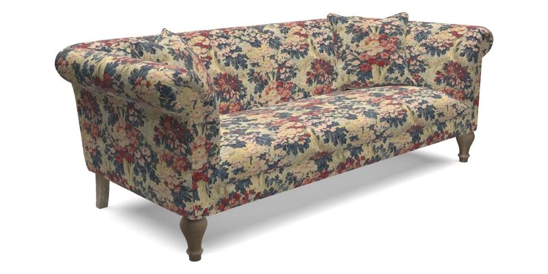 Masham 3 Seater Sofa in Floral Linen Carcassonne Laurel