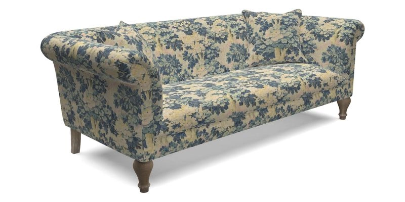 Masham 3 Seater Sofa in Floral Linen Carcassonne Laurel