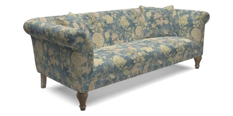 Masham 3 Seater Sofa in Floral Linen Carcassonne Laurel