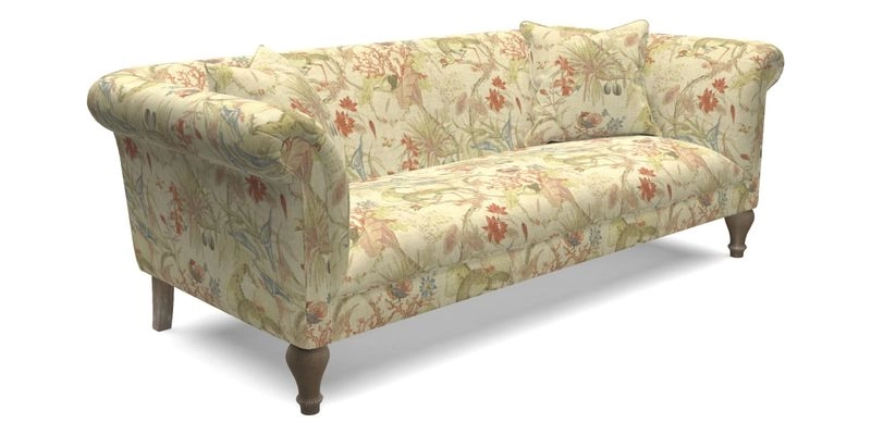 Masham 3 Seater Sofa in Floral Linen Carcassonne Laurel