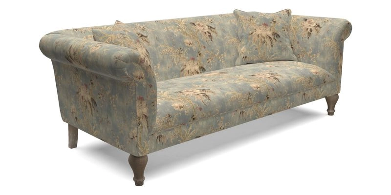 Masham 3 Seater Sofa in Floral Linen Carcassonne Laurel