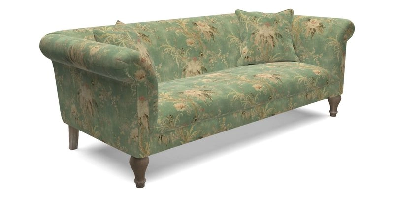 Masham 3 Seater Sofa in Floral Linen Carcassonne Laurel