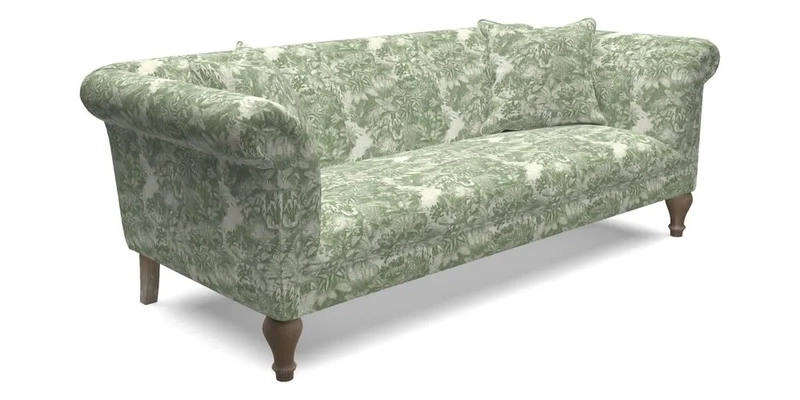 Masham 3 Seater Sofa in Floral Linen Carcassonne Laurel