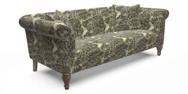 Masham 3 Seater Sofa in Floral Linen Carcassonne Laurel