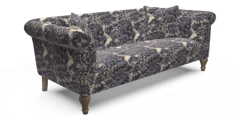 Masham 3 Seater Sofa in Floral Linen Carcassonne Laurel