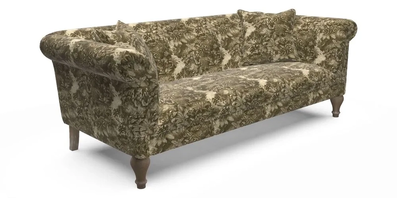 Masham 3 Seater Sofa in Floral Linen Carcassonne Laurel