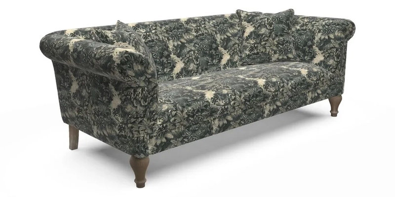 Masham 3 Seater Sofa in Floral Linen Carcassonne Laurel
