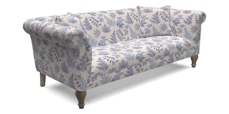 Masham 3 Seater Sofa in Floral Linen Carcassonne Laurel