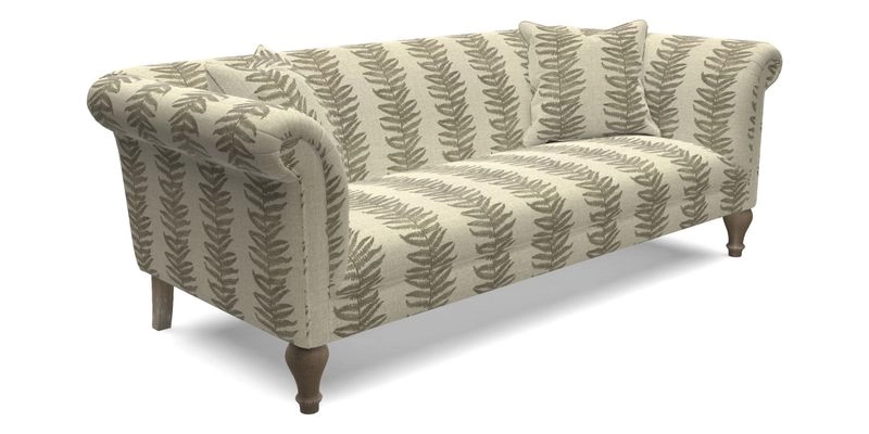 Masham 3 Seater Sofa in V&A Threads of India on Linen Paisley Splendour Steel