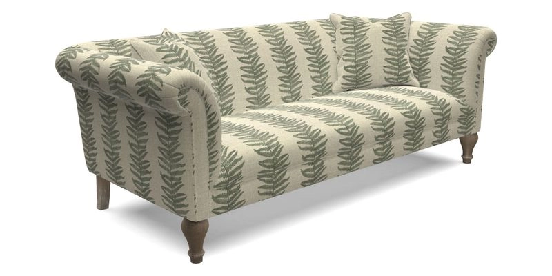 Masham 3 Seater Sofa in V&A Threads of India on Linen Paisley Splendour Steel