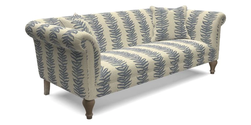 Masham 3 Seater Sofa in V&A Threads of India on Linen Paisley Splendour Steel