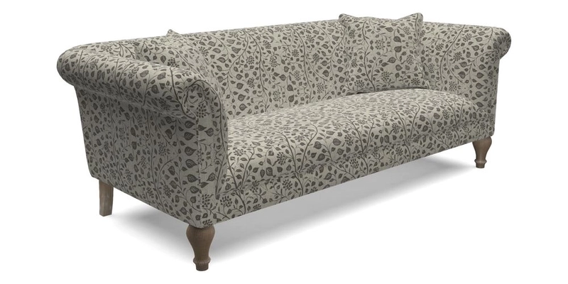 Masham 3 Seater Sofa in V&A Threads of India on Linen Paisley Splendour Steel