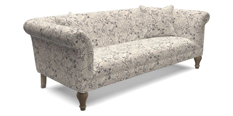 Masham 3 Seater Sofa in V&A Threads of India on Linen Paisley Splendour Steel