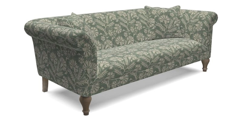 Masham 3 Seater Sofa in Floral Linen Carcassonne Laurel