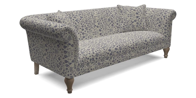 Masham 3 Seater Sofa in Floral Linen Carcassonne Laurel