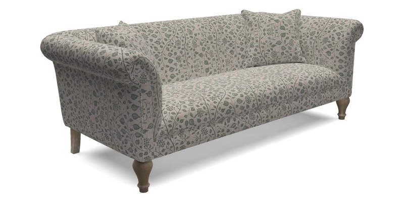 Masham 3 Seater Sofa in Floral Linen Carcassonne Laurel