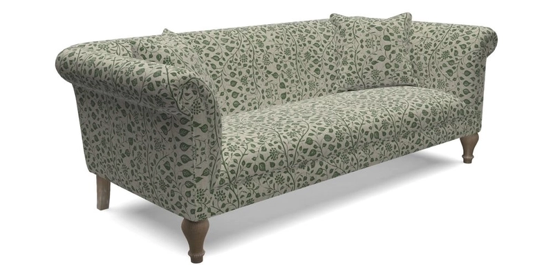 Masham 3 Seater Sofa in Floral Linen Carcassonne Laurel